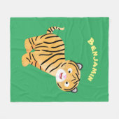 Couverture Polaire Caricature de petit tigre joyeux (Devant (Horizontal))