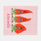 Couverture Polaire Caricature de piments chantants mignons (Devant (Horizontal))