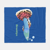 Couverture Polaire Caricature de poisson tropical guppy très chic (Devant (Horizontal))