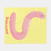 Couverture Polaire Caricature de vers de terre rose joli (Devant (Horizontal))