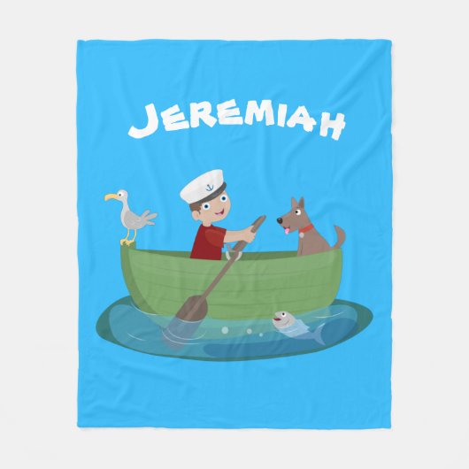 Couverture Polaire Caricature de voilier et de canot à rames garçon m (Devant)