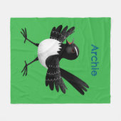 Couverture Polaire Caricature de Willie Wagtail australienne personna (Devant (Horizontal))