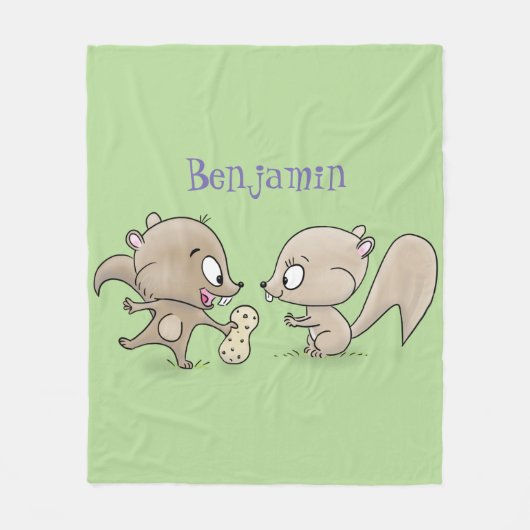 Couverture Polaire Caricature d'écureuils marrants (Devant)