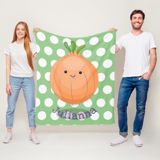 Couverture Polaire Caricature d'oignon marron mignon (En situation)