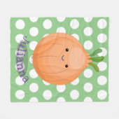 Couverture Polaire Caricature d'oignon marron mignon (Devant (Horizontal))