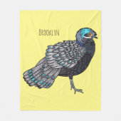 Couverture Polaire Caricature d'oiseau de faisan paon de Bornéo (Devant)