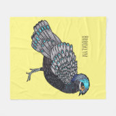 Couverture Polaire Caricature d'oiseau de faisan paon de Bornéo (Devant (Horizontal))