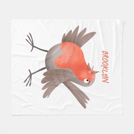 Couverture Polaire Caricature d'oiseau rouge chantant mignon (Devant (Horizontal))