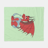 Couverture Polaire Caricature Dragon Rouge (Devant (Horizontal))