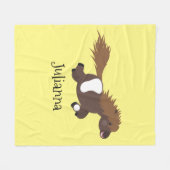 Couverture Polaire Caricature du poney mignon des Shetland (Devant (Horizontal))