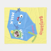 Couverture Polaire Caricature en carton de lait joyeux (Devant (Horizontal))