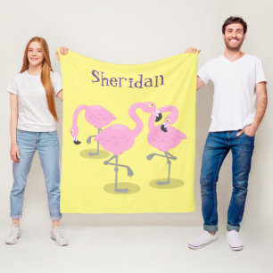 Couverture Polaire Caricature en trio flamand rose mou