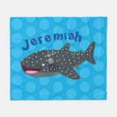 Couverture Polaire Caricature joli requin baleine joyeux (Devant (Horizontal))