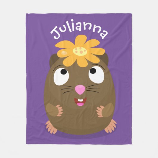 Couverture Polaire Caricature joyeuse de cobaye mignonne (Devant)