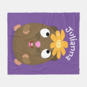 Couverture Polaire Caricature joyeuse de cobaye mignonne (Devant (Horizontal))