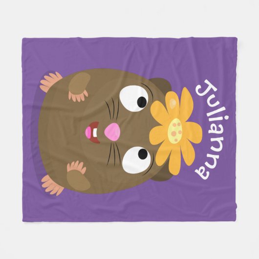 Couverture Polaire Caricature joyeuse de cobaye mignonne (Devant (Horizontal))