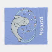 Couverture Polaire Caricature joyeux de phoque et de poisson bleu (Devant (Horizontal))