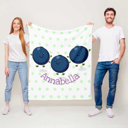 Couverture Polaire Caricature mignonne de bleuets violets (En situation)