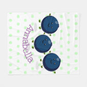 Couverture Polaire Caricature mignonne de bleuets violets (Devant (Horizontal))
