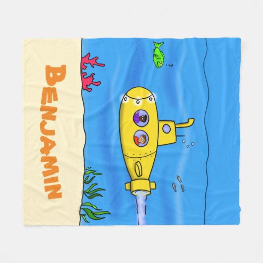 Couverture Polaire Caricature sous-marine joyeuse (Devant (Horizontal))