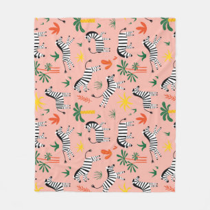 Couverture Polaire Caricature Zebras Funny Motif sans couture
