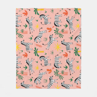 Couverture Polaire Caricature Zebras Funny Motif sans couture