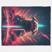Couverture Polaire Carlin adorable en costume robotique futuriste (Devant (Horizontal))