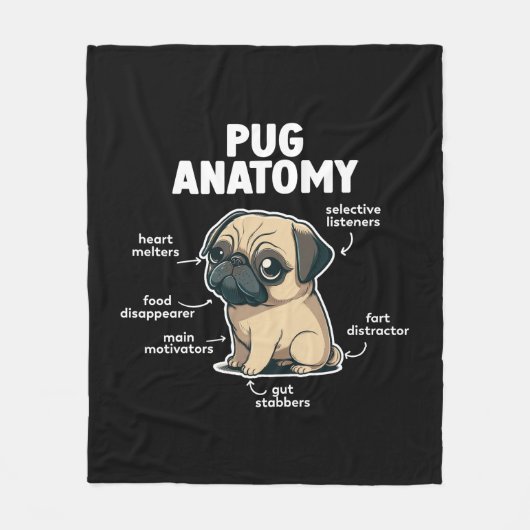 Couverture Polaire Carlin Anatomie Funny Chien Fleece Blanket (Devant)
