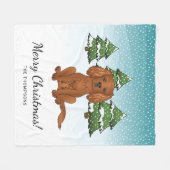Couverture Polaire Carlin Cavalier King Charles Spaniel Ruby en Hiver (Devant (Horizontal))