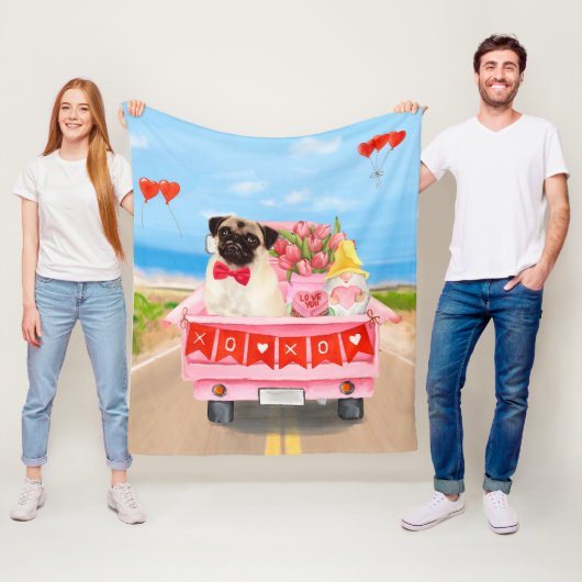 Couverture Polaire Carlin Chien Saint Valentin Camion (En situation)