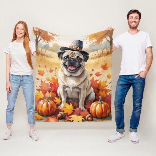 Couverture Polaire Carlin En Automne Feuilles Thanksgiving Art (En situation)