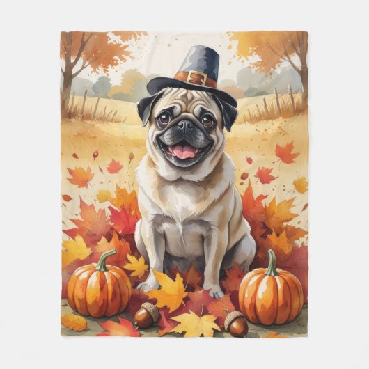 Couverture Polaire Carlin En Automne Feuilles Thanksgiving Art (Devant)