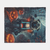 Couverture Polaire Carlin équitation moto Halloween effroi (Devant (Horizontal))