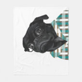 Couverture Polaire Carlin noir adorable avec lunettes et chemise (Devant)