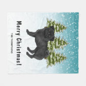 Couverture Polaire Carlin noir mignon caricature Chien Snowy Winter F (Devant (Horizontal))