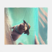 Couverture Polaire Carlin profitant de la peinture sur plage (Devant (Horizontal))