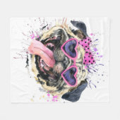 Couverture Polaire Carlin rose mignon d'aquarelle (Devant (Horizontal))