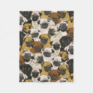 Couverture Polaire Carlins Grumpy / Drôle mignon Chiens Carlin Chien