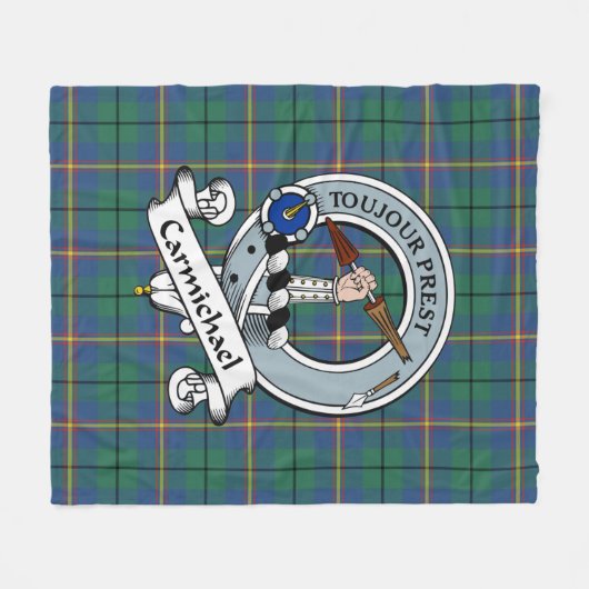 Couverture Polaire Carmichael Ancien Clan Badge Tartan Plaid (Devant (Horizontal))