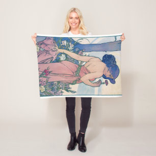 Couverture Polaire Carnation (Quatre Fleurs), Alphonse Mucha