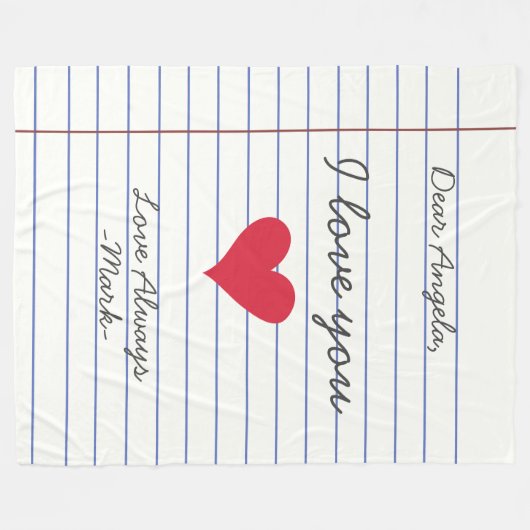 Couverture Polaire Carnet manuscrit lettre d'amour ou message personn (Devant (Horizontal))