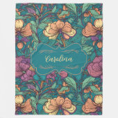 Couverture Polaire Carolina Bold Blooms Art Nouveau Fleece Blanche (Devant)