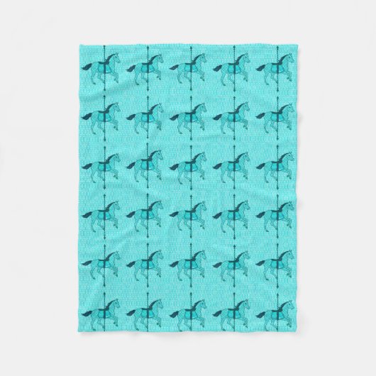 Couverture Polaire Carousel Horse - Turquoise et Aqua (Devant)