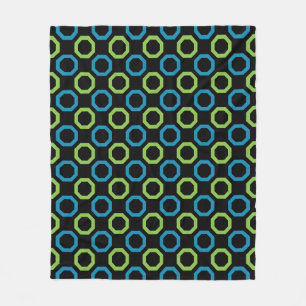 Couverture Polaire Carré octogone bleu noir vert géométrique Motif oc