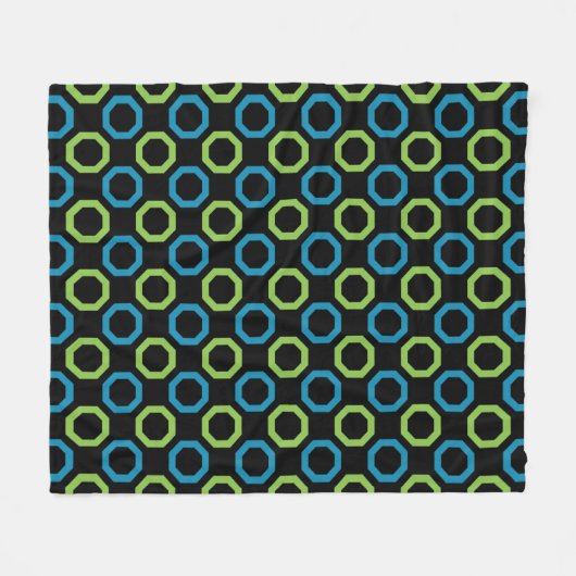 Couverture Polaire Carré octogone bleu noir vert géométrique Motif oc (Devant (Horizontal))