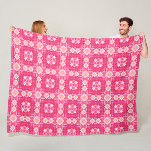 Couverture Polaire Carré rose abstraite florale bébé motif