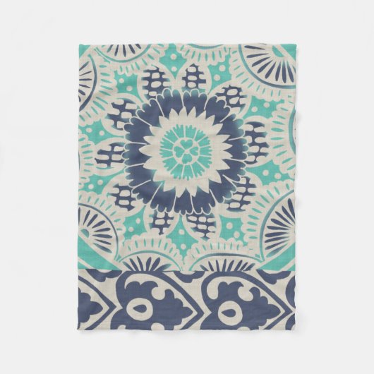 Couverture Polaire Carreau bleu Batik III (Devant)