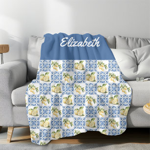 Couverture Polaire Carreau bleu pays français citron nom personnalisé
