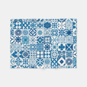 Couverture Polaire Carreau marocain - bleu et blanc (Devant (Horizontal))