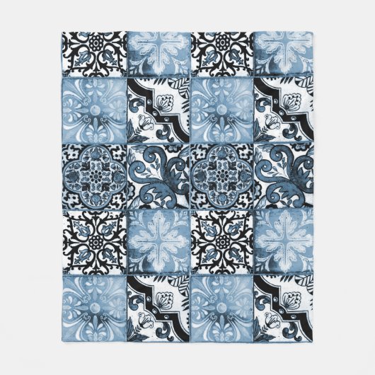 Couverture Polaire Carreau Océan (Devant)